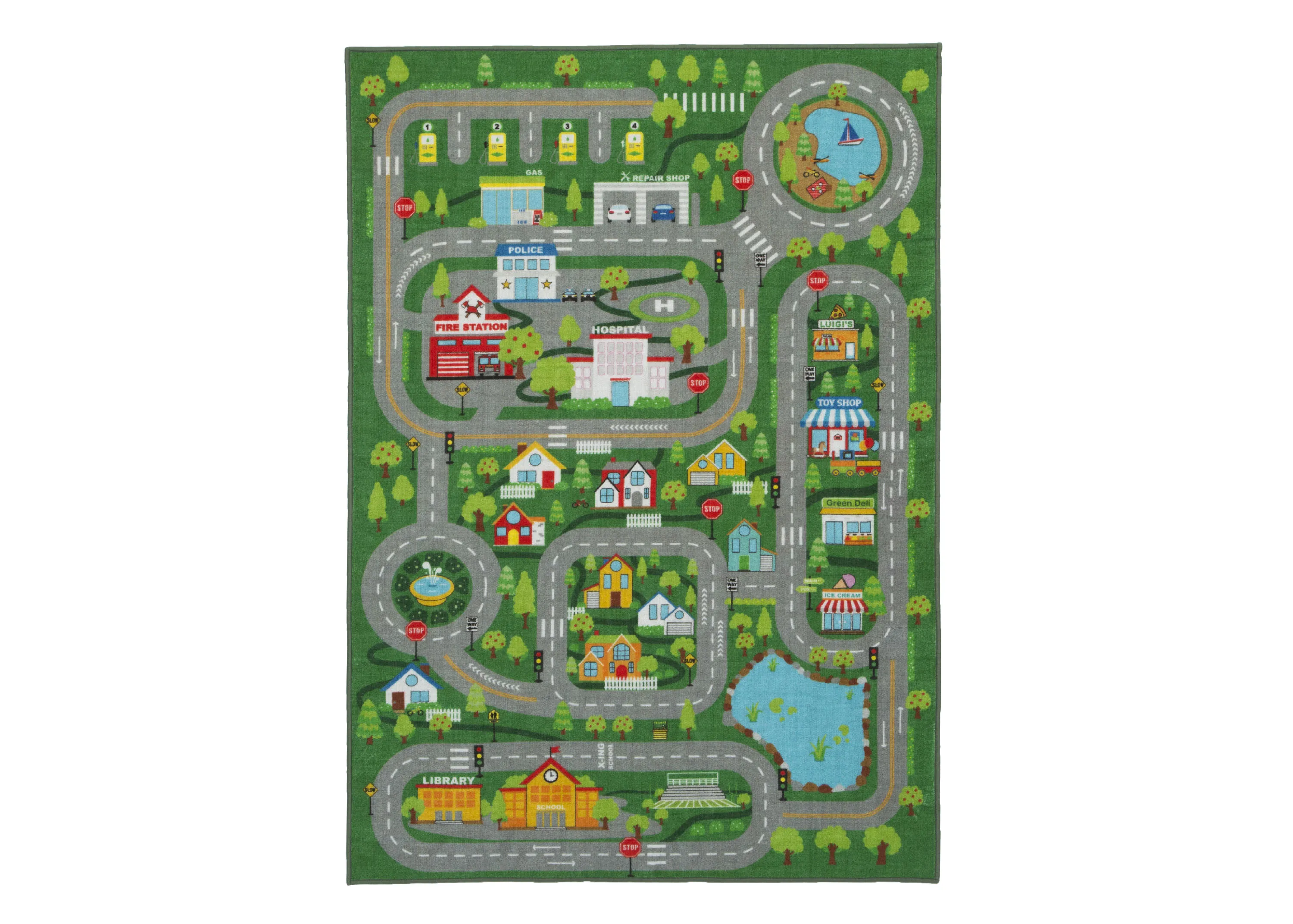 Extra Large Road Map Activity Rug for Girls and Boys - 78-inch L x 54-inch W