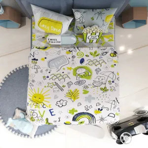 Fancy Fluff Kids 6 Pc  Full Bed Set   Doodle Land - Single/ Double