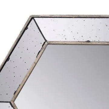 Filo 21 Inch Wall Accent Mirror, Raised Tray Edges, Hexagonal Mirror Frame By Casagear Home