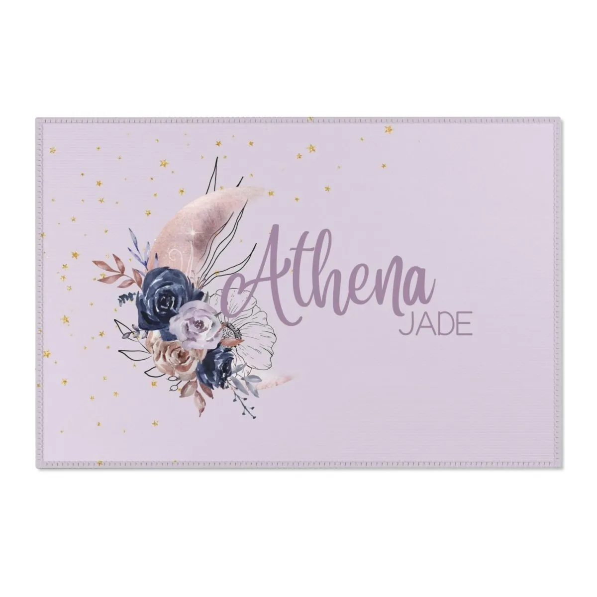 Floral Moon Personalized Nursery Rug