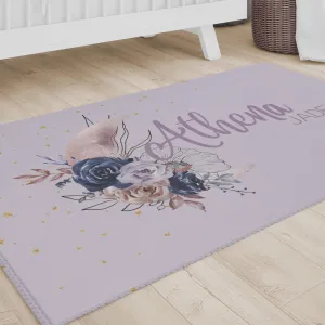 Floral Moon Personalized Nursery Rug