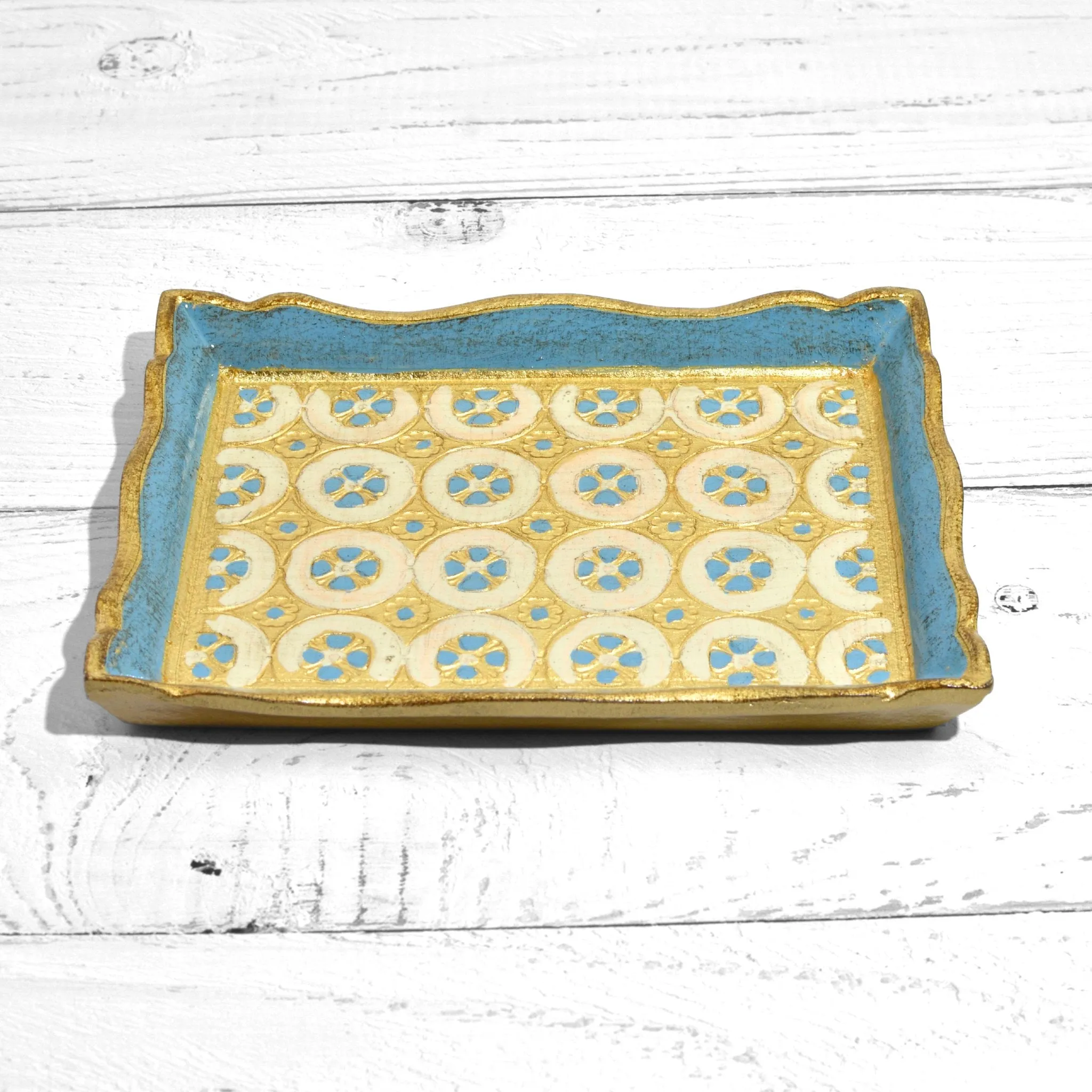 Florentine Carved Wood Rectangle Tessellated Mini Tray