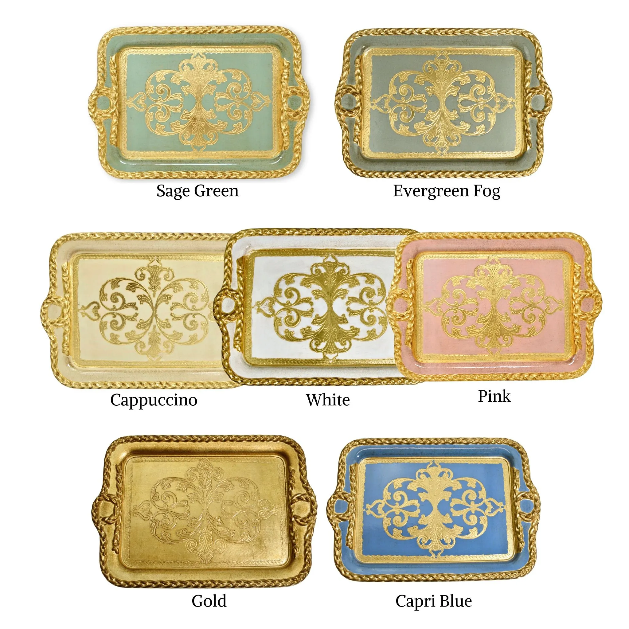 Florentine Carved Wood Tray, Gilded, Gold Rectangle, Made in Italy