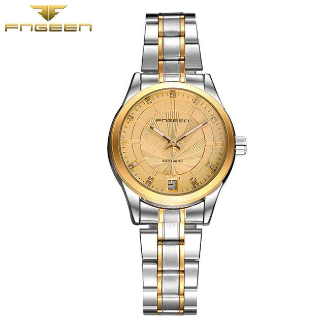 FNGEEN 3801 Ladies Mechanical business Watch Fashion women Automatic wristwatch top quality famous calendar clock vintage clocks