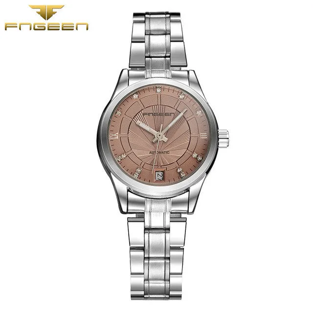 FNGEEN 3801 Ladies Mechanical business Watch Fashion women Automatic wristwatch top quality famous calendar clock vintage clocks