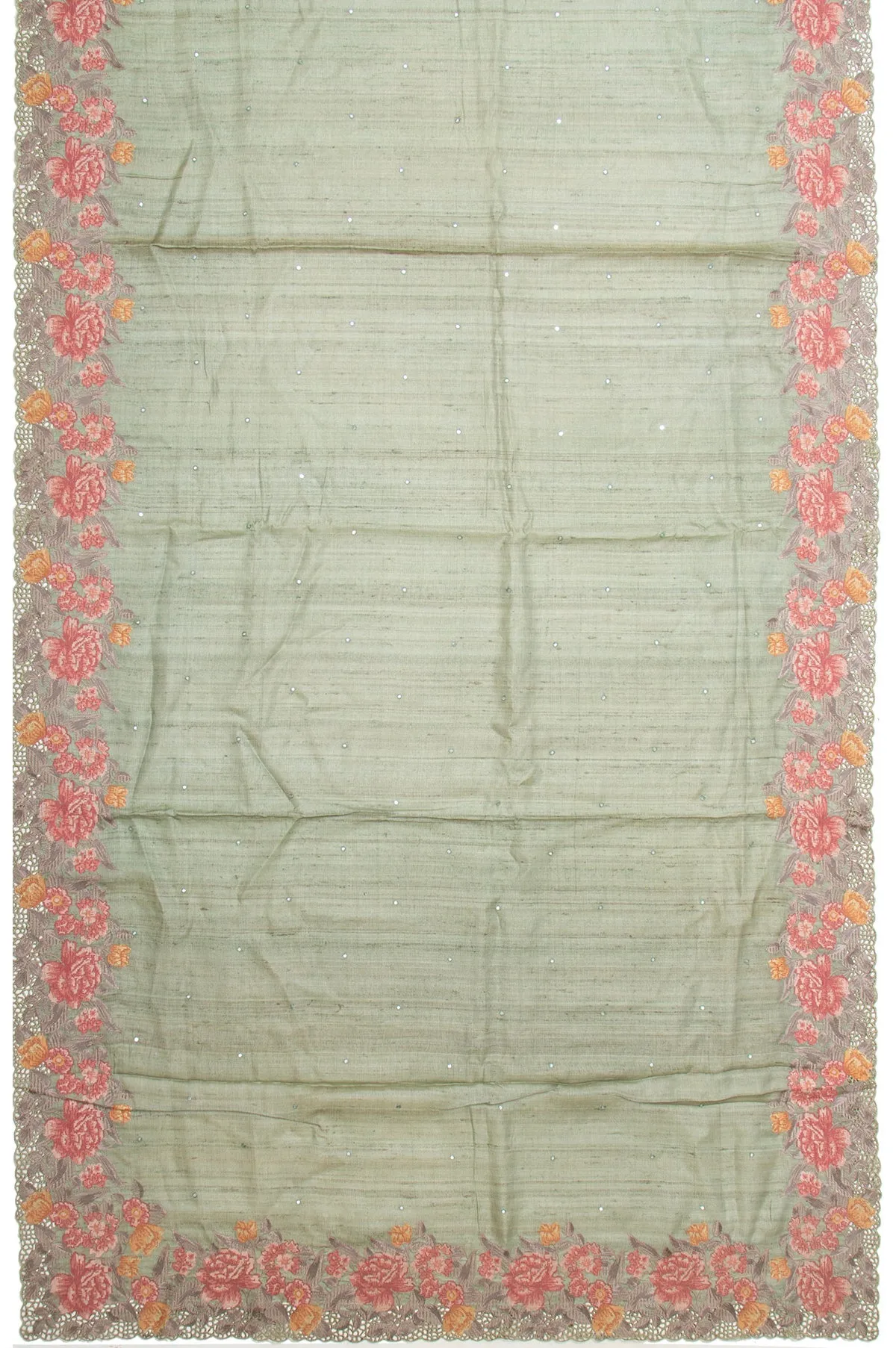 Green Tussar Silk Saree with Matte Border