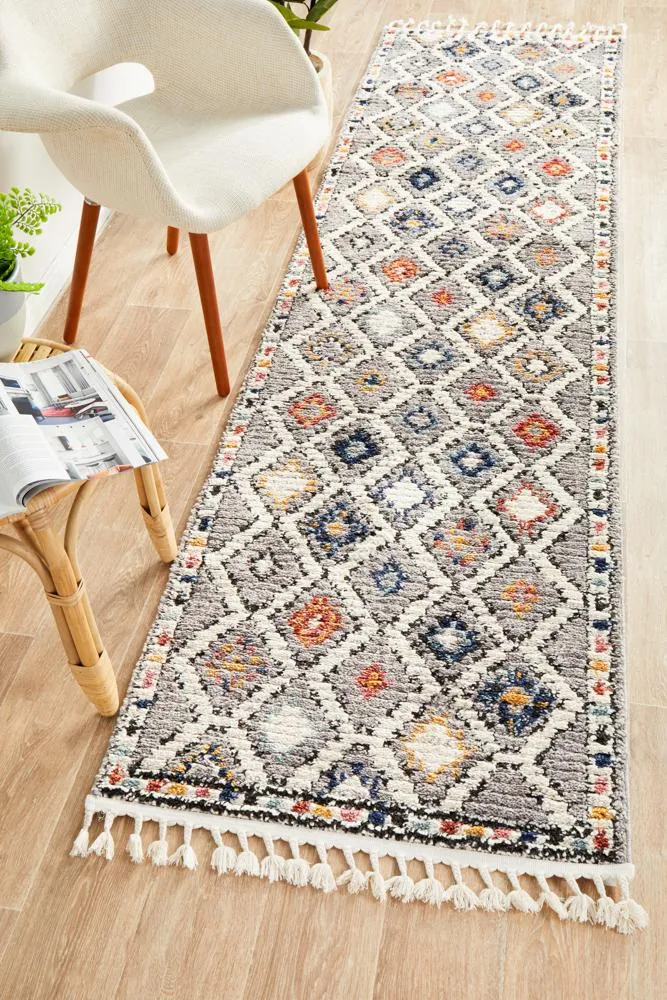 Grey Plush Moroccan Rug Runner Rug