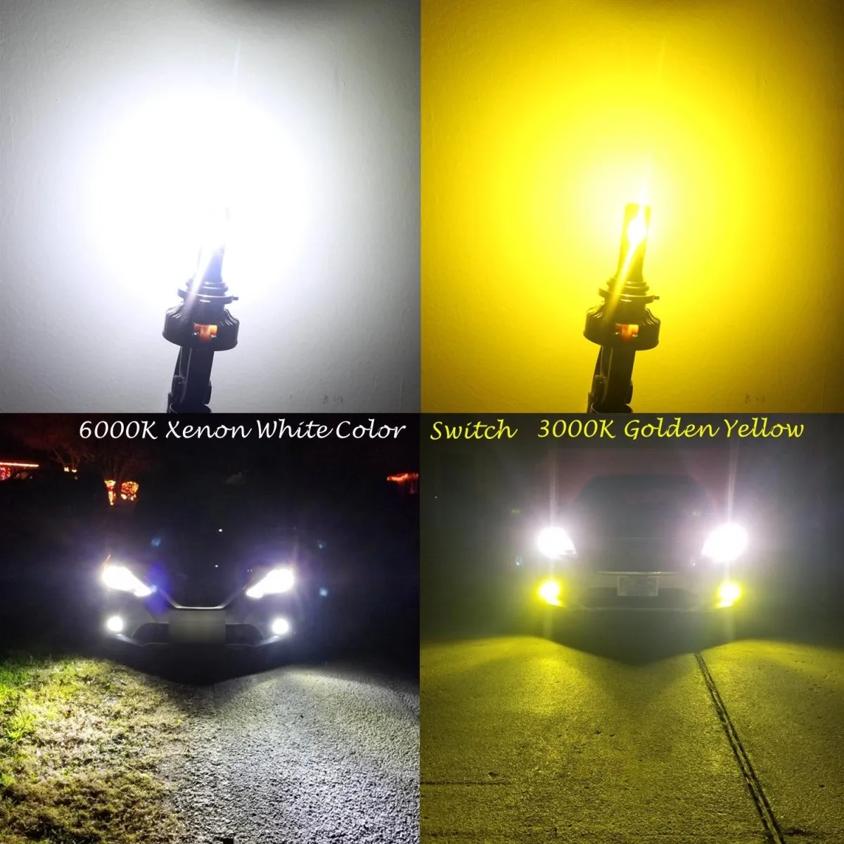 H8 H9 H11 LED Switchback White/Yellow Forward Lightings, Fog Lights Bulbs