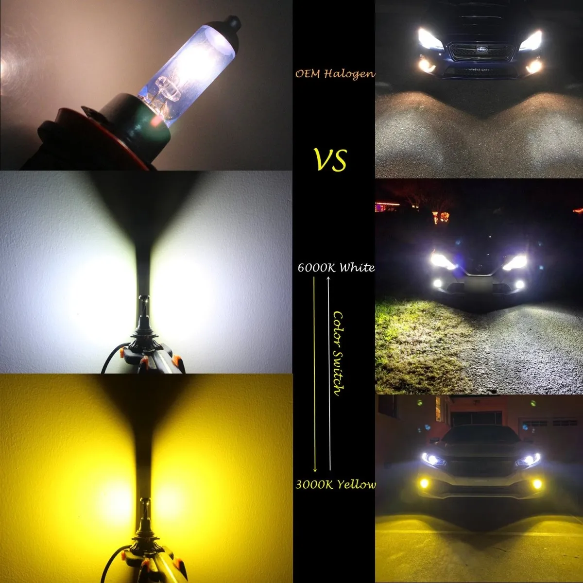 H8 H9 H11 LED Switchback White/Yellow Forward Lightings, Fog Lights Bulbs
