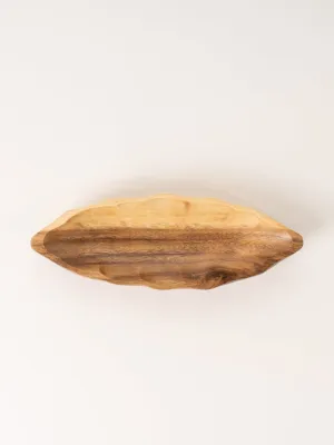 Hand-Carved Wood Leaf Shaped Dish