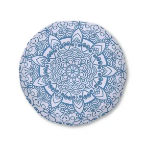 Handmade Mandala Art Floor Cushion - Steel Blue on Lavender