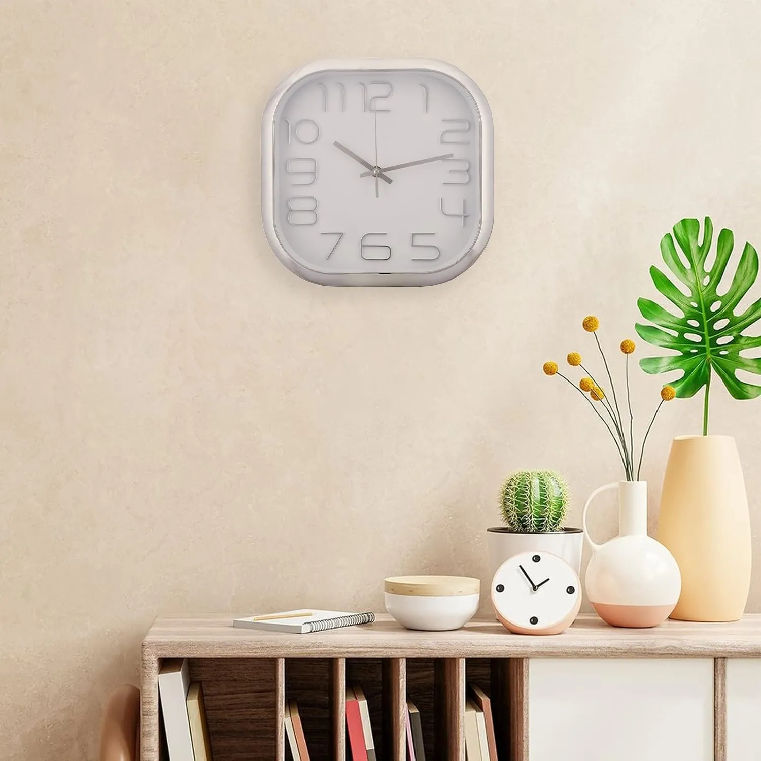 Homestic Wall Clock | Fancy Watch Wall Clocks | Office Wall Clock | Clock for Living Room | Clock for Bedroom | Clock for Hall | Machinery-Quartz | 12 Inch | 2016B-Silver