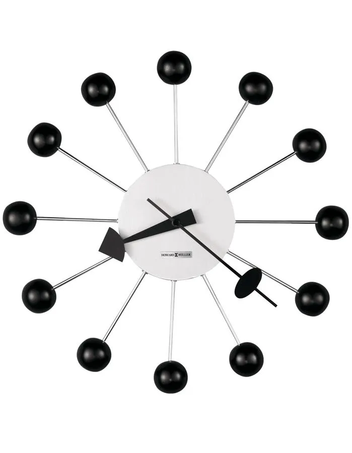 Howard Miller Ball Wall Clock - Black - Decorative - Retro