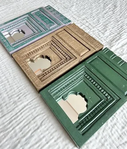 Infinite Art Decorative Wall Hanging Frames with Arched Designs, Set of 3, Green, Brown, Teal | Small 7 X 11 Inches Decorative Mirror (Pack of 3)