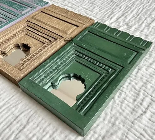 Infinite Art Decorative Wall Hanging Frames with Arched Designs, Set of 3, Green, Brown, Teal | Small 7 X 11 Inches Decorative Mirror (Pack of 3)