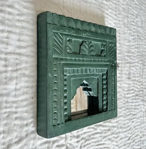 Infinite Art Decorative Wall Hanging Frames with Arched Designs, Set of 3, Green, Brown, Teal | Small 8 X 8 Inches Decorative Mirror (Green)
