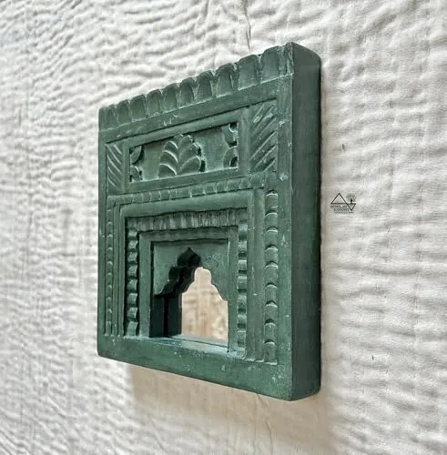 Infinite Art Decorative Wall Hanging Frames with Arched Designs, Set of 3, Green, Brown, Teal | Small 8 X 8 Inches Decorative Mirror (Green)