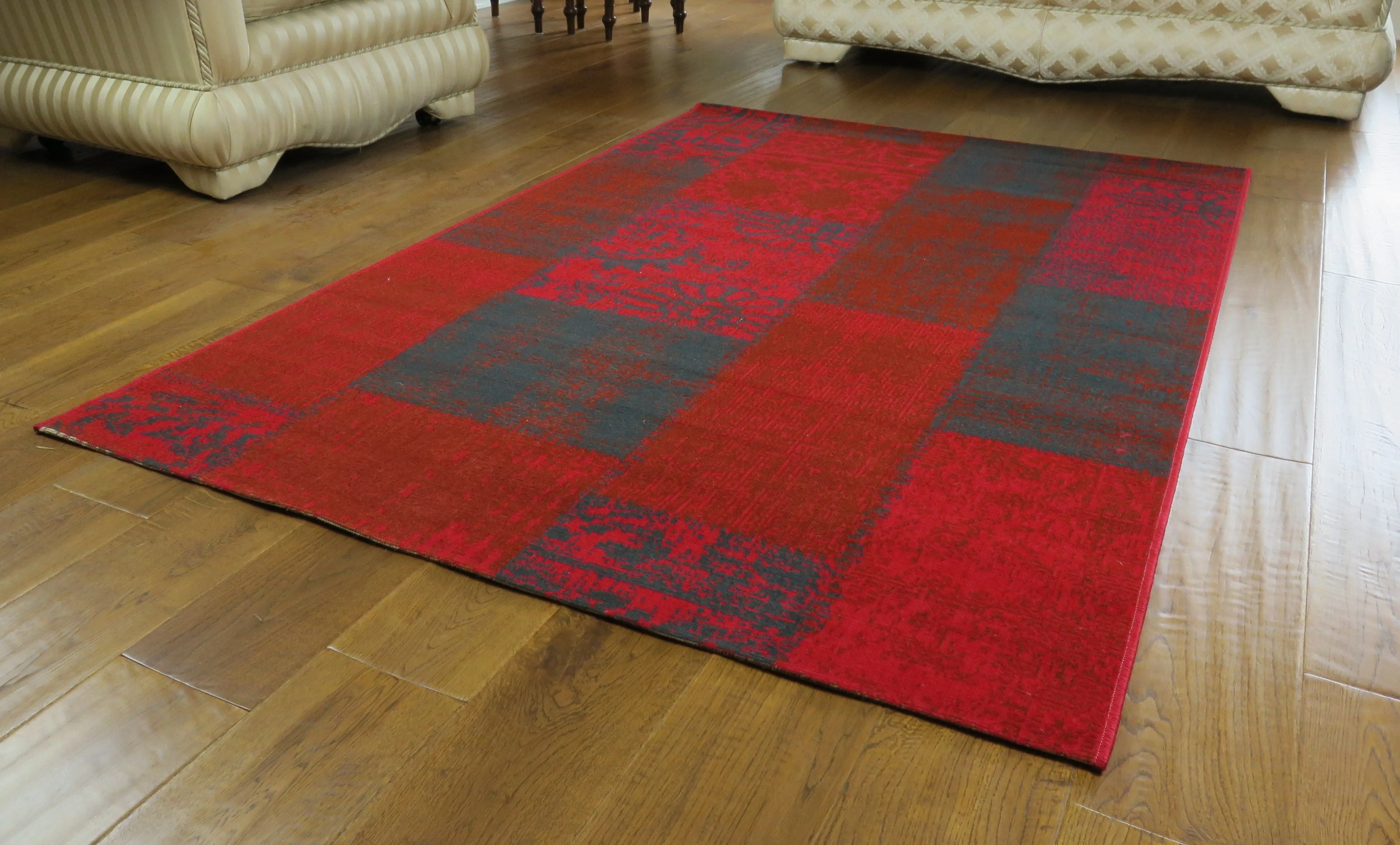 Isfahan Distressed/Vintage Patchwork Rug, Polypropylene, Red, 120 x 170 cm