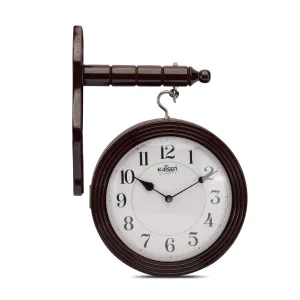 KAISER 15 Inch Quartz Dual Wall Clock - Soft Ticking Decorative Wooden Analog Clock for Home & Office (Rosewood)
