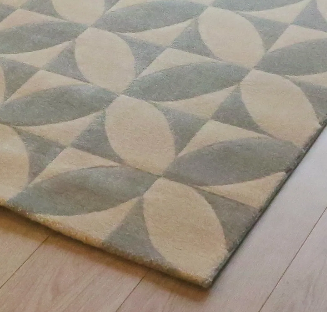 Kaleidescope Patterned 2 Tone Rug-Cream/Light Grey-Small