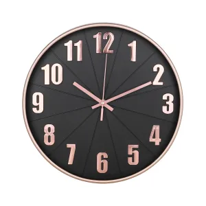 Kuber Industries Wall Clock | Fancy Watch Wall Clocks | Office Wall Clock | Clock for Living Room | Clock for Bedroom | Clock for Hall | Machinery-Quartz | 12 Inch | H-Black Rose Gold