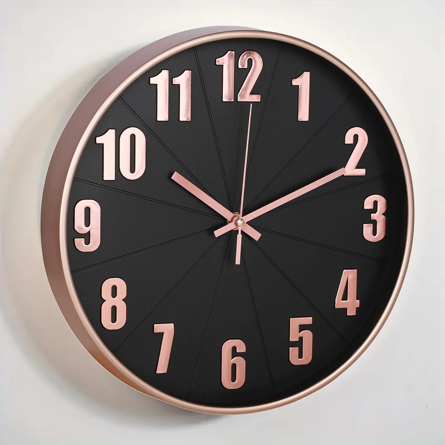 Kuber Industries Wall Clock | Fancy Watch Wall Clocks | Office Wall Clock | Clock for Living Room | Clock for Bedroom | Clock for Hall | Machinery-Quartz | 12 Inch | H-Black Rose Gold