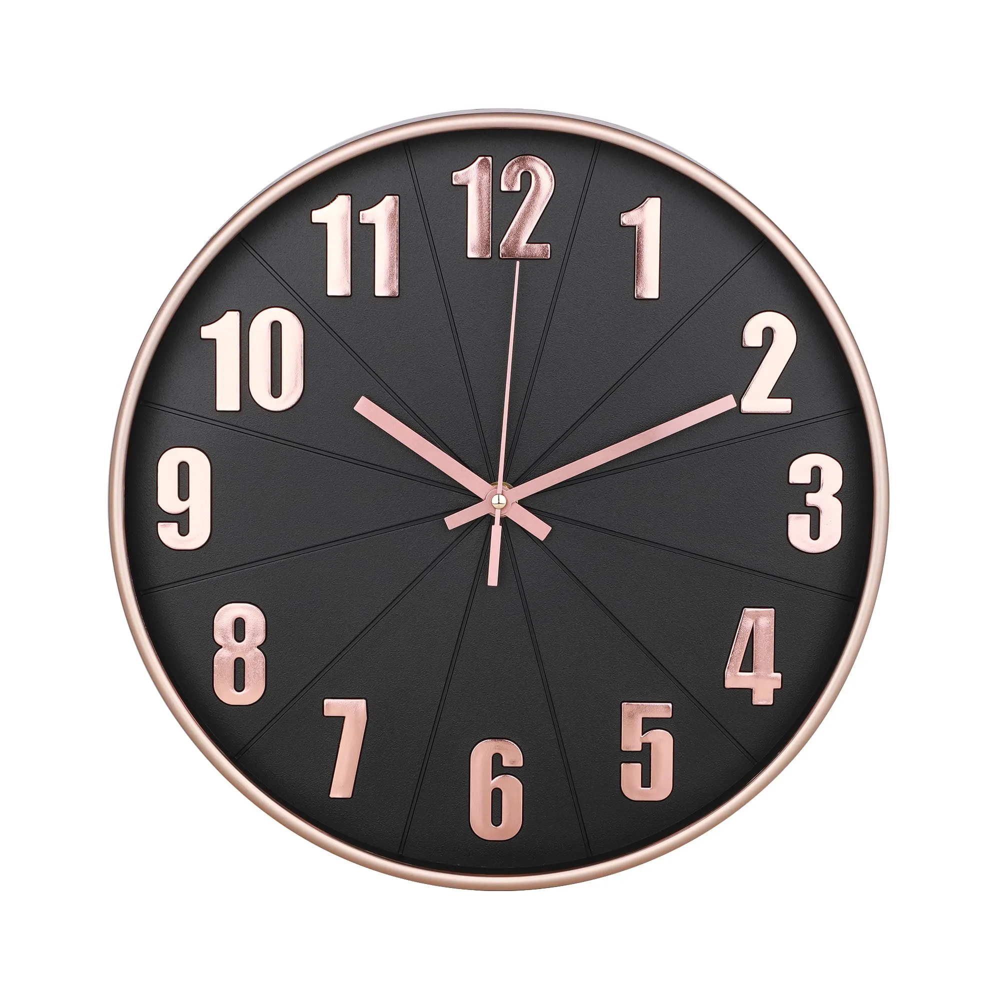 Kuber Industries Wall Clock | Fancy Watch Wall Clocks | Office Wall Clock | Clock for Living Room | Clock for Bedroom | Clock for Hall | Machinery-Quartz | 12 Inch | H-Black Rose Gold