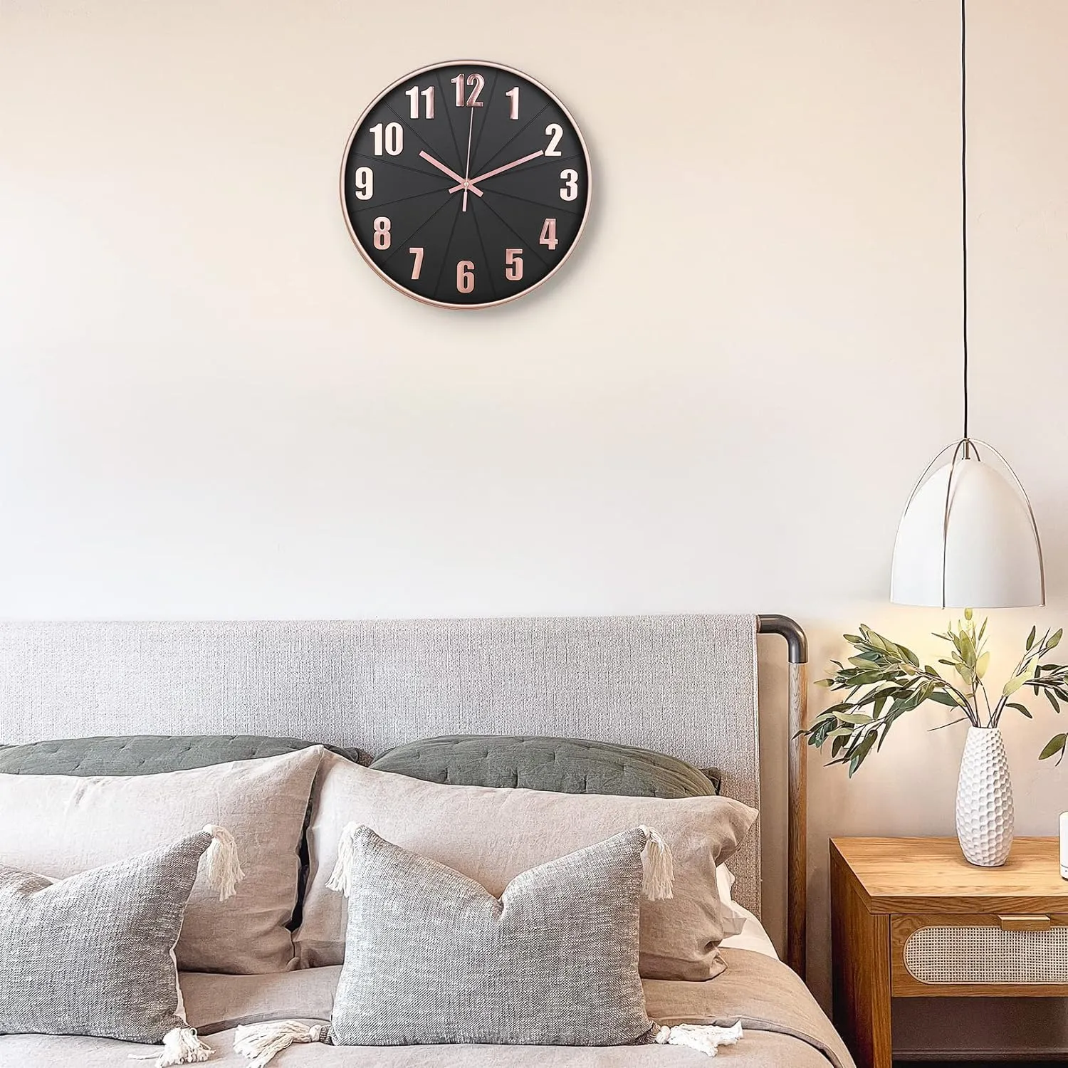 Kuber Industries Wall Clock | Fancy Watch Wall Clocks | Office Wall Clock | Clock for Living Room | Clock for Bedroom | Clock for Hall | Machinery-Quartz | 12 Inch | H-Black Rose Gold