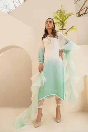 Leon - ELENA - Tissue Silk - White, Aqua & Sea Green
