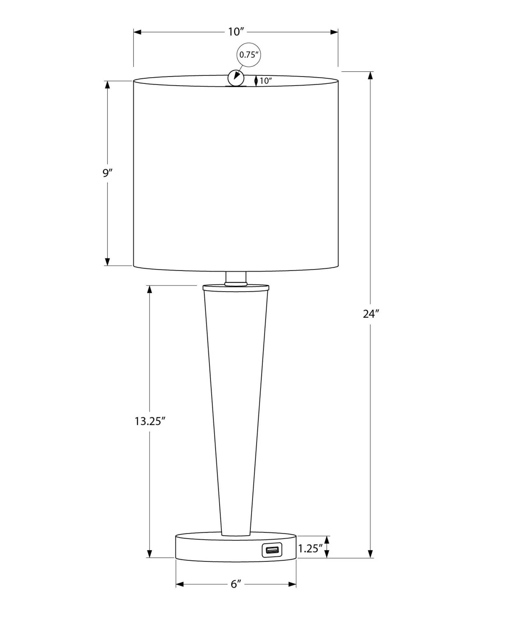 LightSet 2.0: 24"H USB Table Lamp - Sleek Nickel Metal & Grey Shade - Contemporary Illumination
