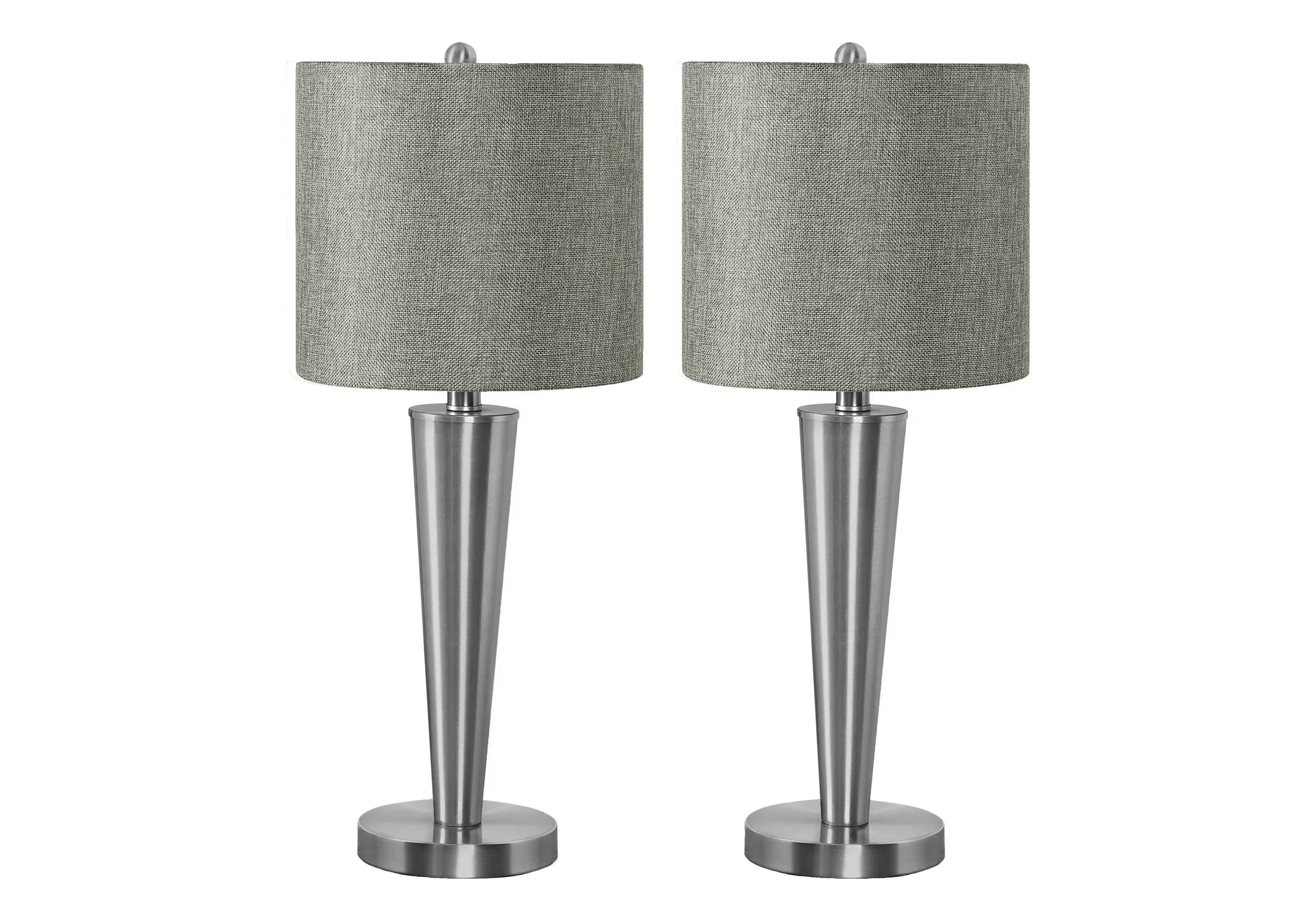 LightSet 2.0: 24"H USB Table Lamp - Sleek Nickel Metal & Grey Shade - Contemporary Illumination