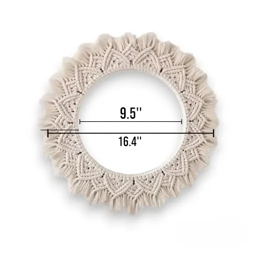 Macrame Wall Hanging Mirror Cotton and Iron Rod Handicraft Mirror for Your Home Decor