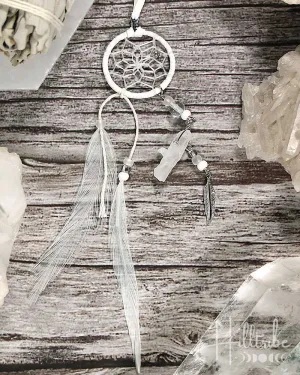 Magical Gemstone & White Leather Dream Catcher 1"