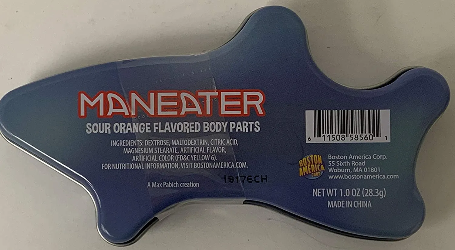 Man-Eater Shark Candy Tin, Feature Bone Parts- Fun Tasty Treat, Great Shark Fans Gift
