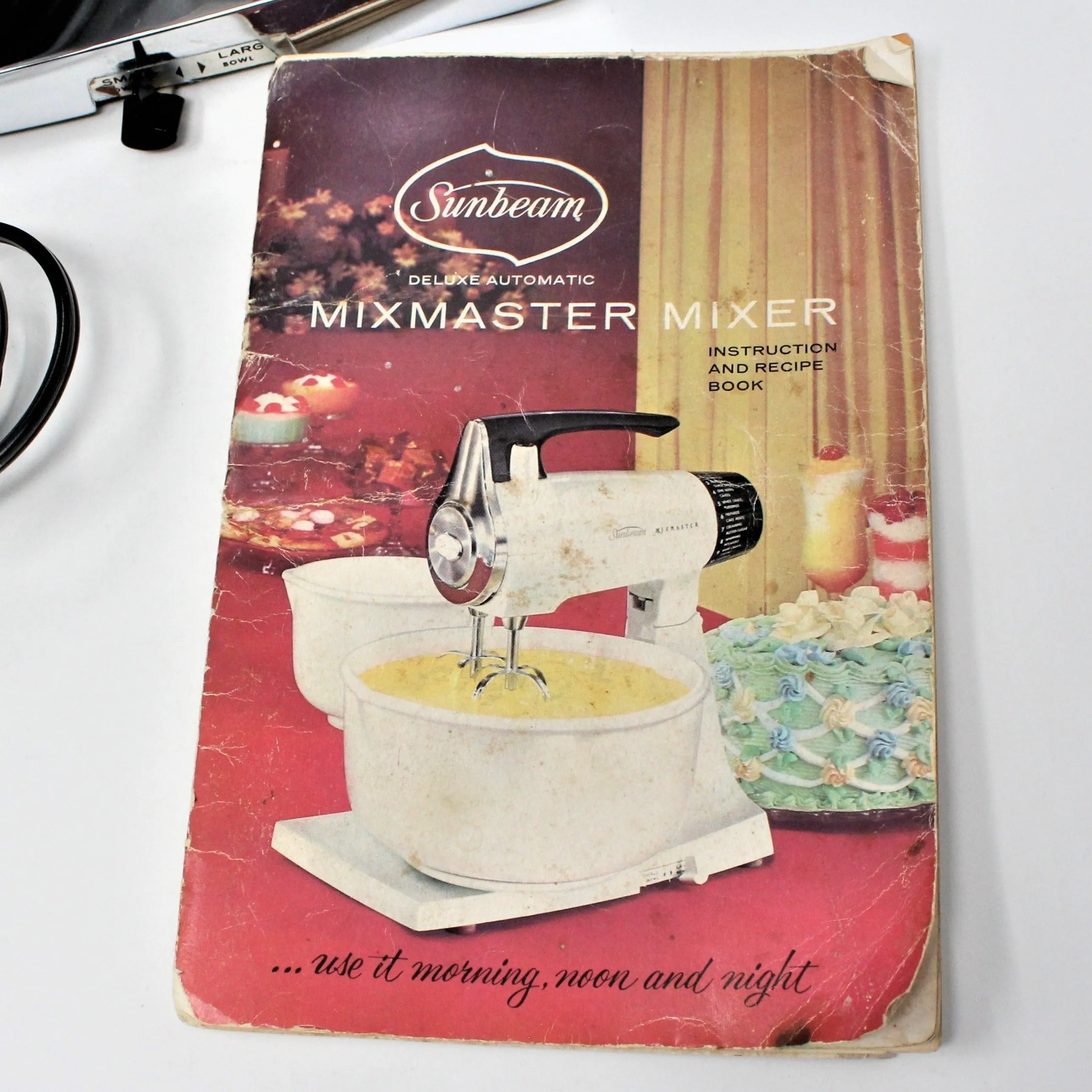 Mixer, Sunbeam, Chrome MixMaster Stand Mixer with Two Bowls, Recipe Booklet, Vintage, SOLD