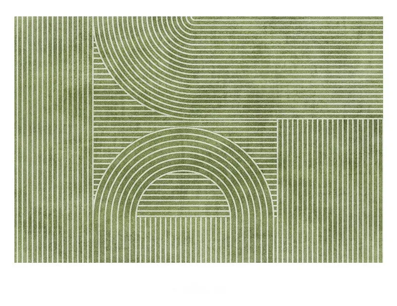 Modern Living Room Rugs, Green Thick Soft Modern Rugs for Living Room, Dining Room Modern Rugs, Contemporary Rugs for Bedroom