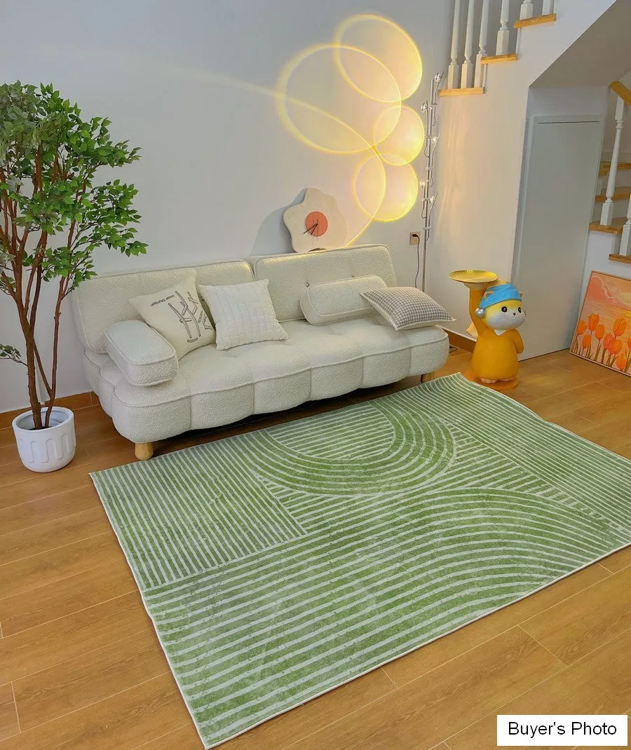Modern Living Room Rugs, Green Thick Soft Modern Rugs for Living Room, Dining Room Modern Rugs, Contemporary Rugs for Bedroom