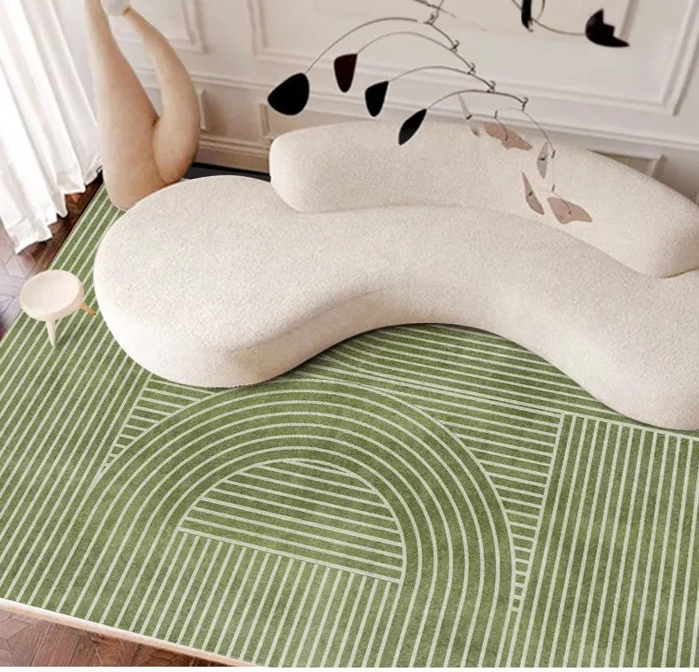 Modern Living Room Rugs, Green Thick Soft Modern Rugs for Living Room, Dining Room Modern Rugs, Contemporary Rugs for Bedroom