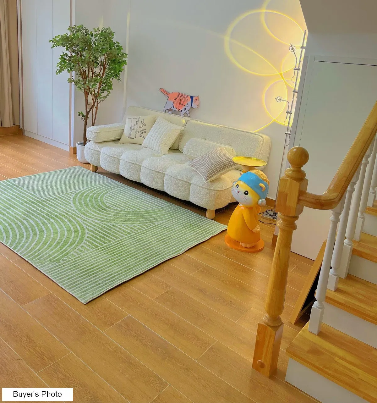 Modern Living Room Rugs, Green Thick Soft Modern Rugs for Living Room, Dining Room Modern Rugs, Contemporary Rugs for Bedroom