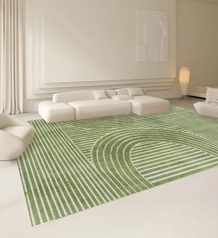 Modern Living Room Rugs, Green Thick Soft Modern Rugs for Living Room, Dining Room Modern Rugs, Contemporary Rugs for Bedroom