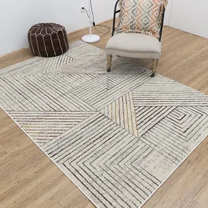 Modern White Linear Rug