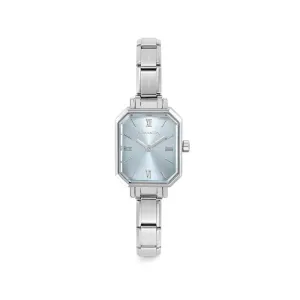 Nomination Composable Paris Watch, Light Blue Rectangular, Cubic Zirconia, Stainless Steel