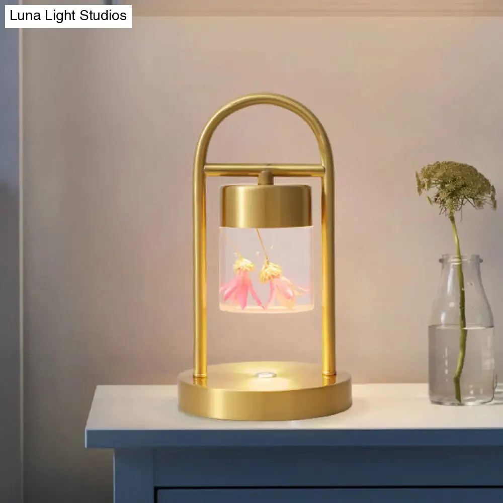 Nusakan - Simplicity Clear Glass LED Desk Light with U-Shaped Metal Frame - Gold