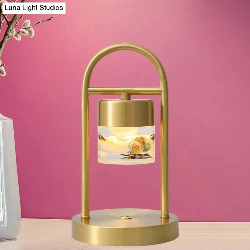 Nusakan - Simplicity Clear Glass LED Desk Light with U-Shaped Metal Frame - Gold