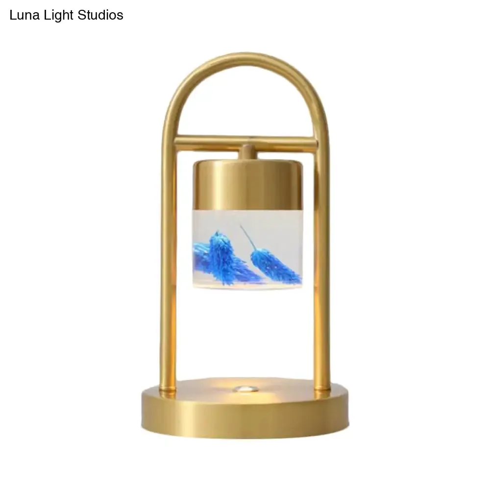 Nusakan - Simplicity Clear Glass LED Desk Light with U-Shaped Metal Frame - Gold