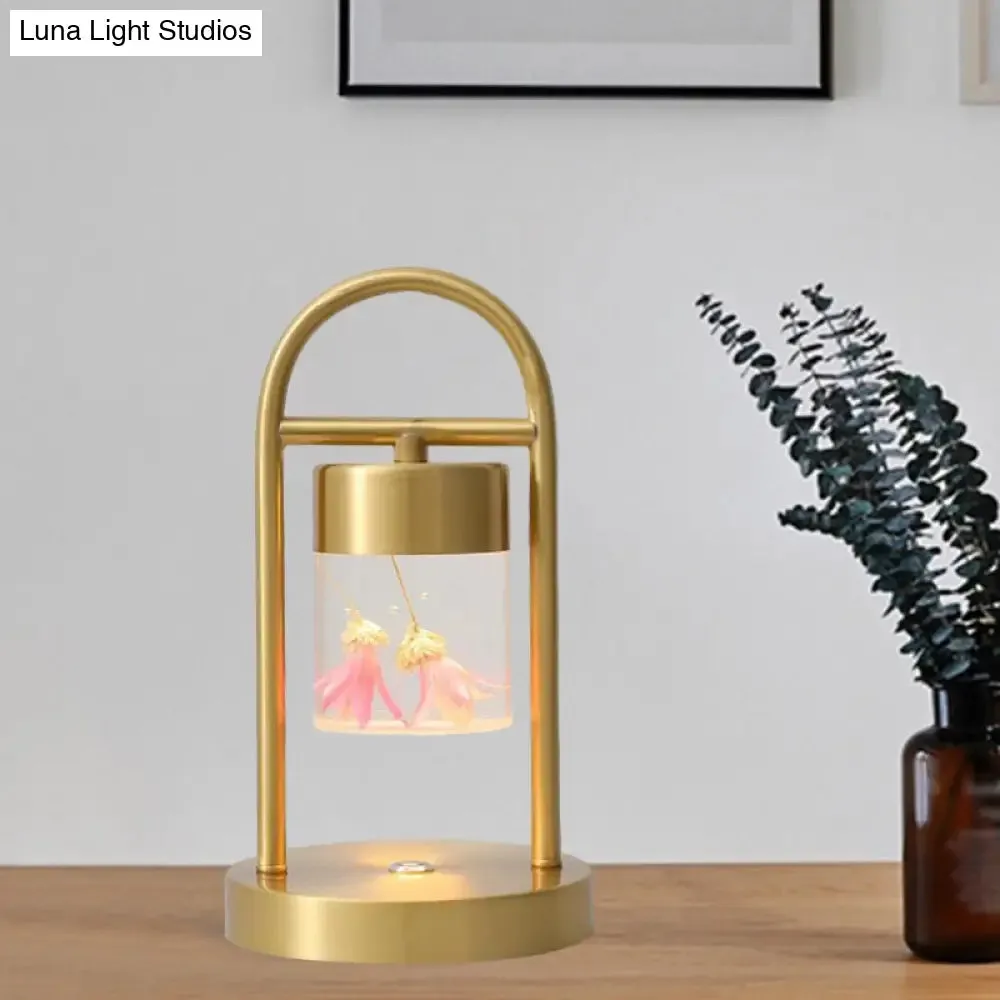 Nusakan - Simplicity Clear Glass LED Desk Light with U-Shaped Metal Frame - Gold