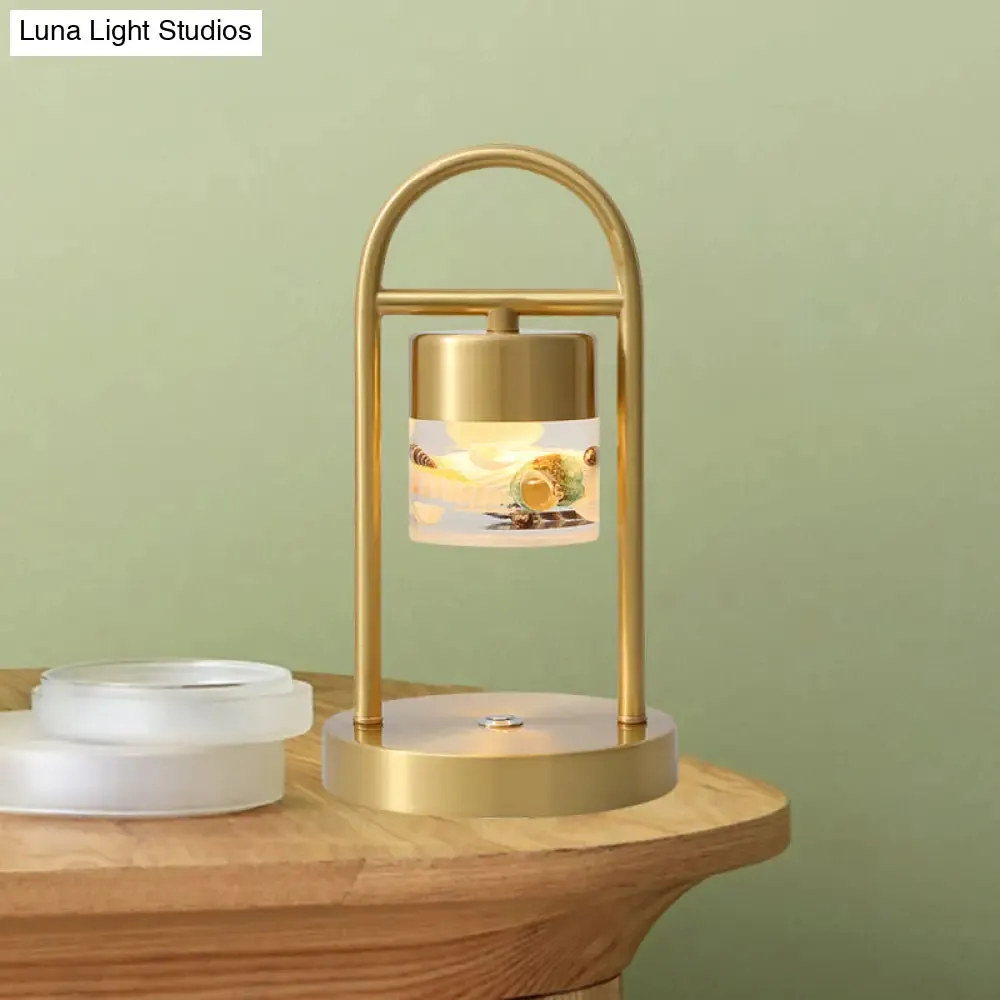 Nusakan - Simplicity Clear Glass LED Desk Light with U-Shaped Metal Frame - Gold