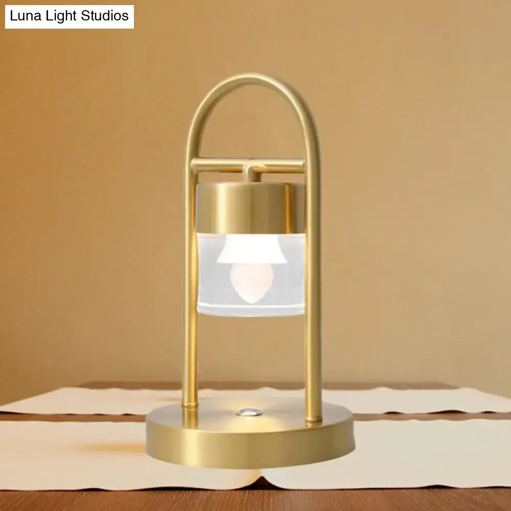 Nusakan - Simplicity Clear Glass LED Desk Light with U-Shaped Metal Frame - Gold