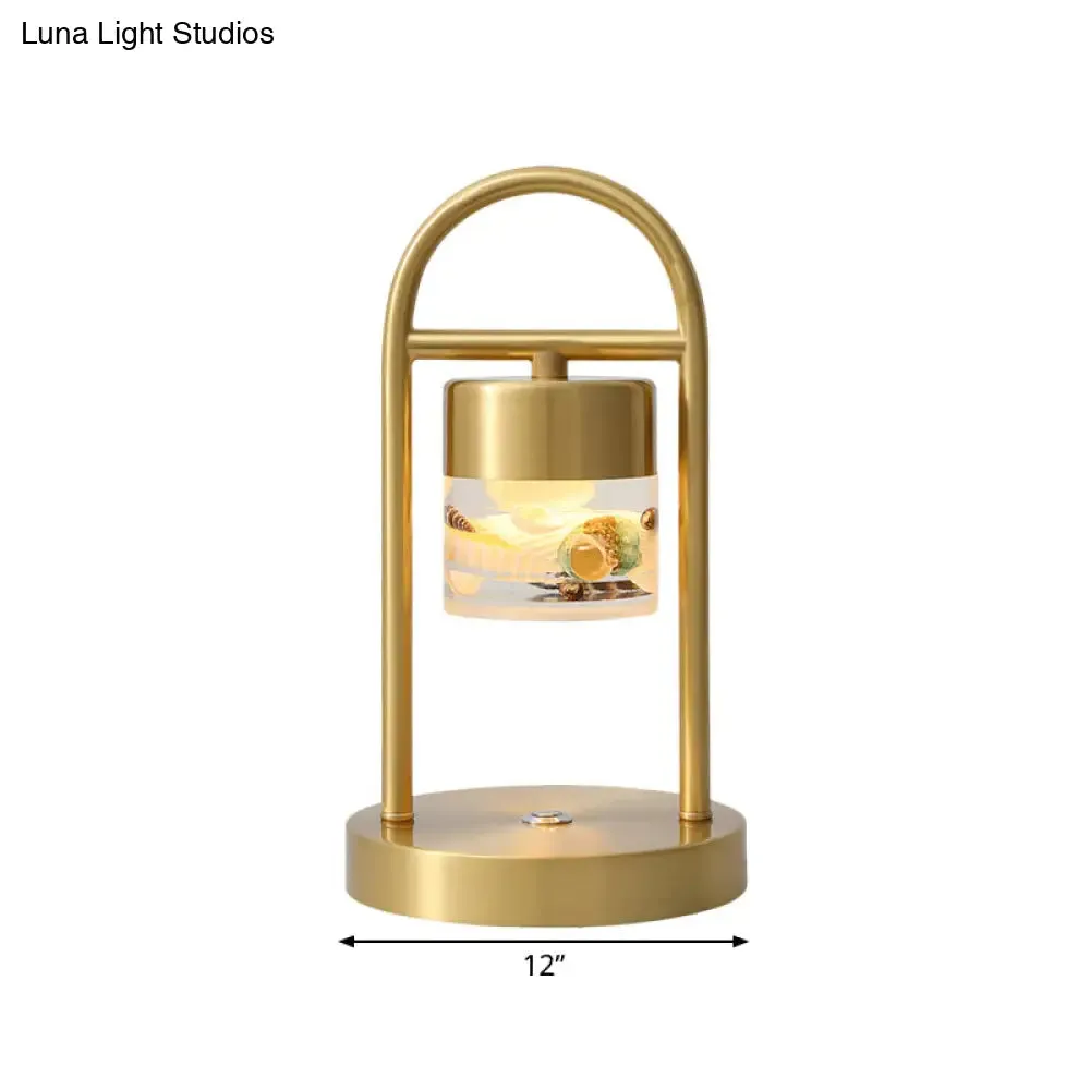 Nusakan - Simplicity Clear Glass LED Desk Light with U-Shaped Metal Frame - Gold