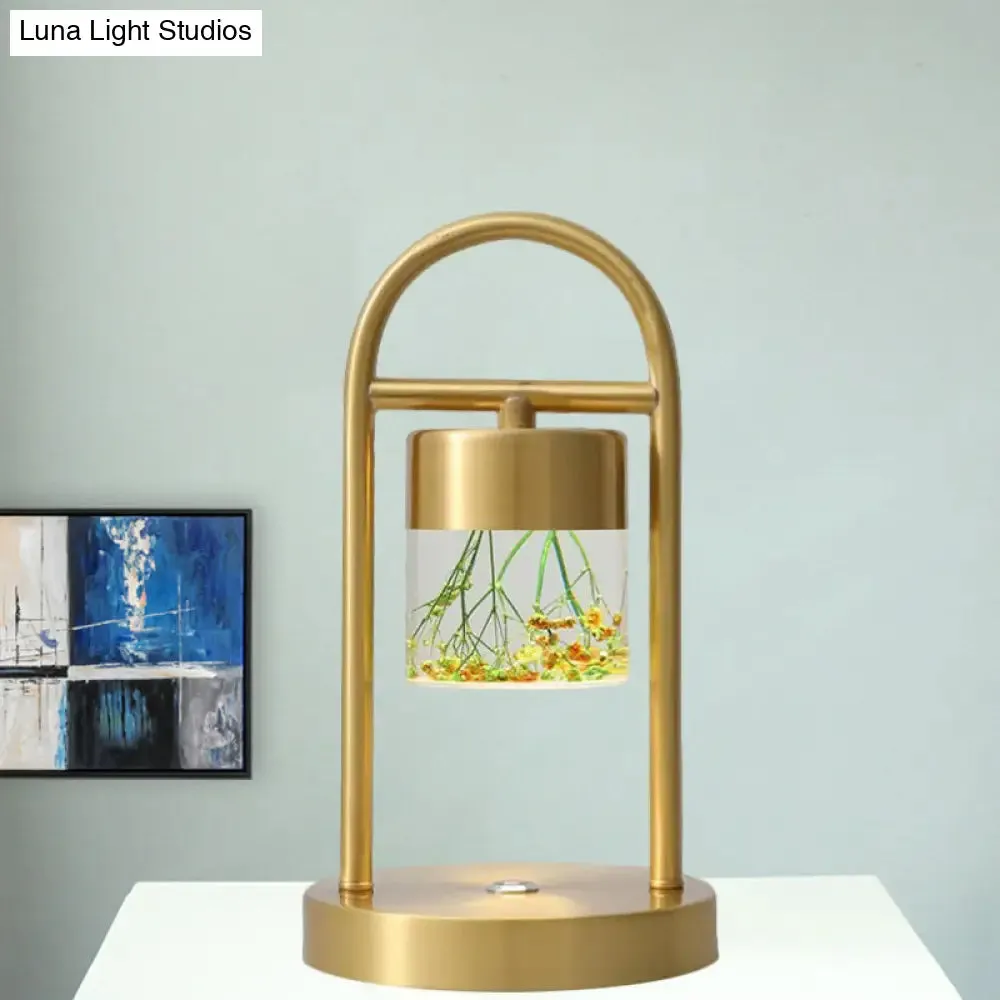 Nusakan - Simplicity Clear Glass LED Desk Light with U-Shaped Metal Frame - Gold